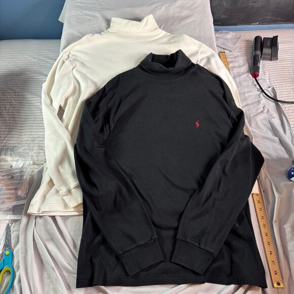 Polo Ralph Lauren Other - Polo Ralph Lauren Turtleneck Shirt Lot Mens Large Black White Long Sleeve Cotton